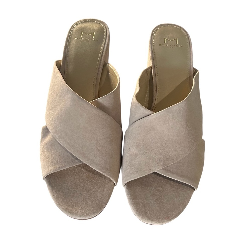 Marc Fisher Mrrinna2 Suede Leather Block Heels Tan Size 11m